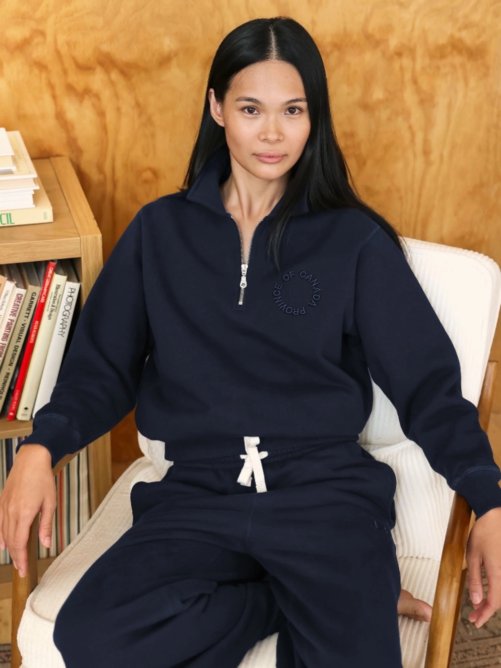 Province of Canada Half Zip Fleece Sweatshirt Navy Small